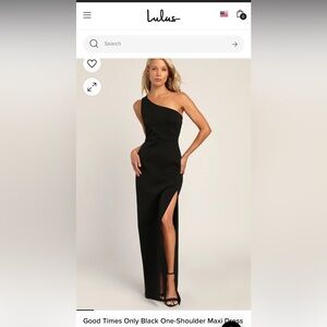 Lulus one shoulder black gown! Never worn.